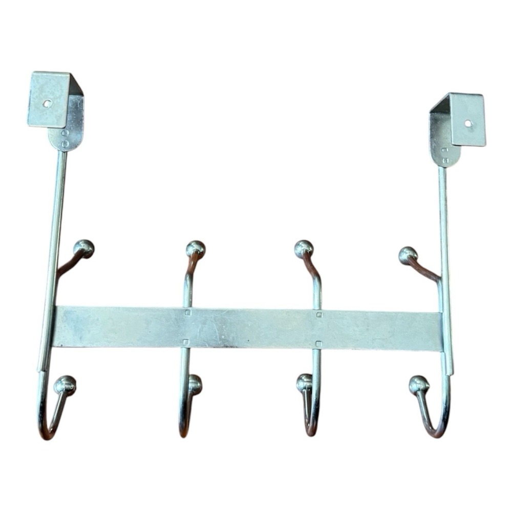 Vintage Metal Over Door Double Hooks Tie Belt Scarf Rack 8 Hook Organizer - Picture 2 of 4